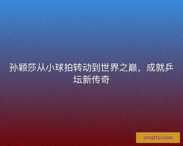 孙颖莎从小球拍转动到世界之巅，成就乒坛新传奇